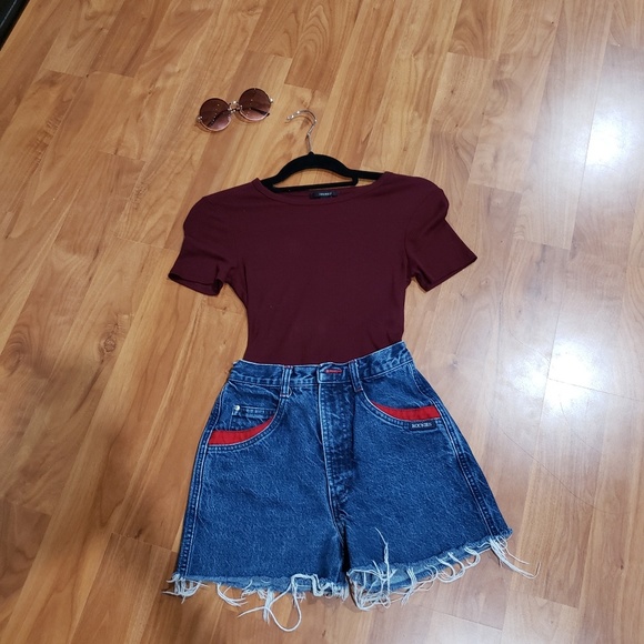 Forever 21 Tops - Burgundy Ribbed Bodysuit